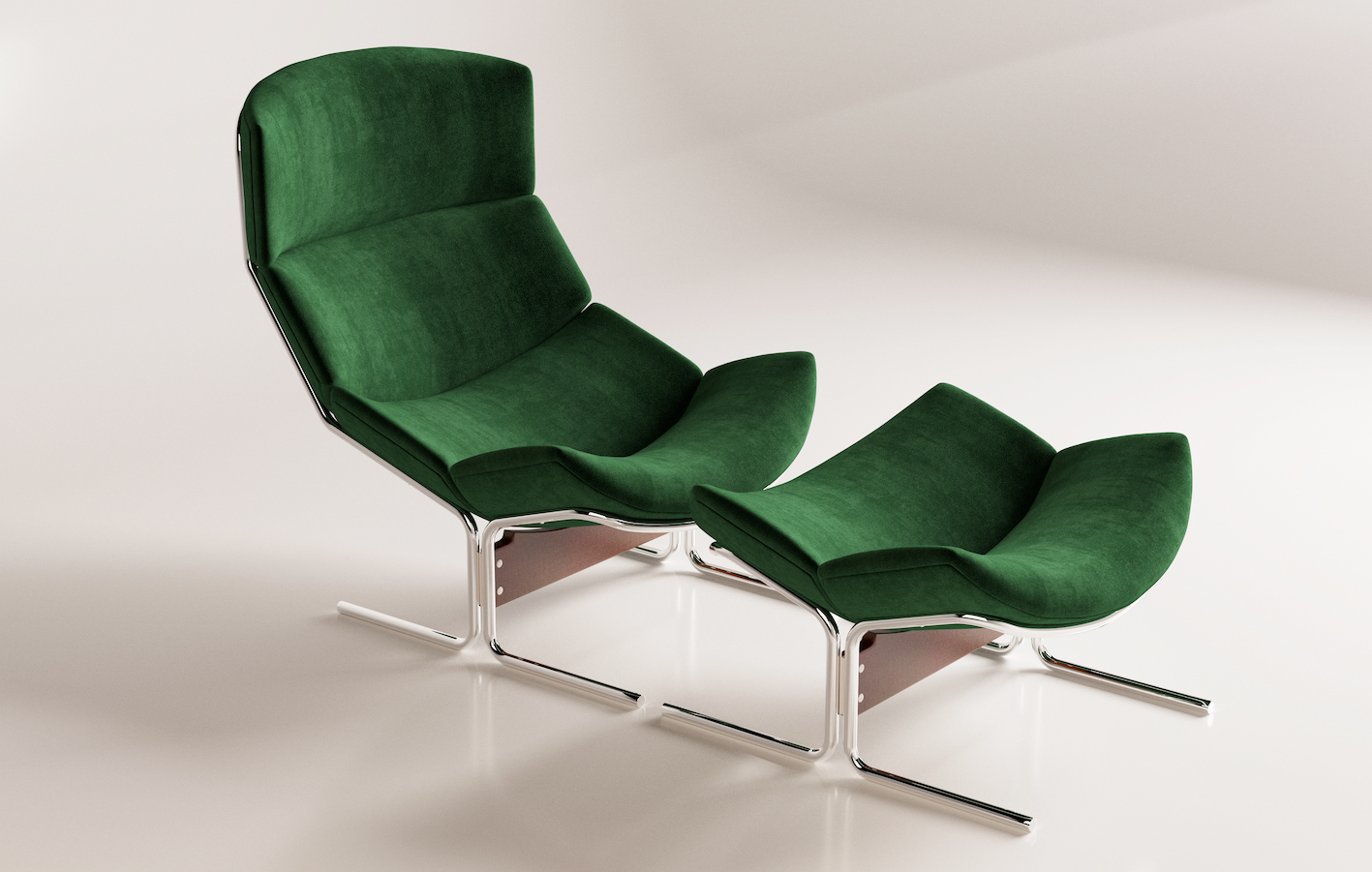 Fauteuil lounge iconic velour design Michel Mortier